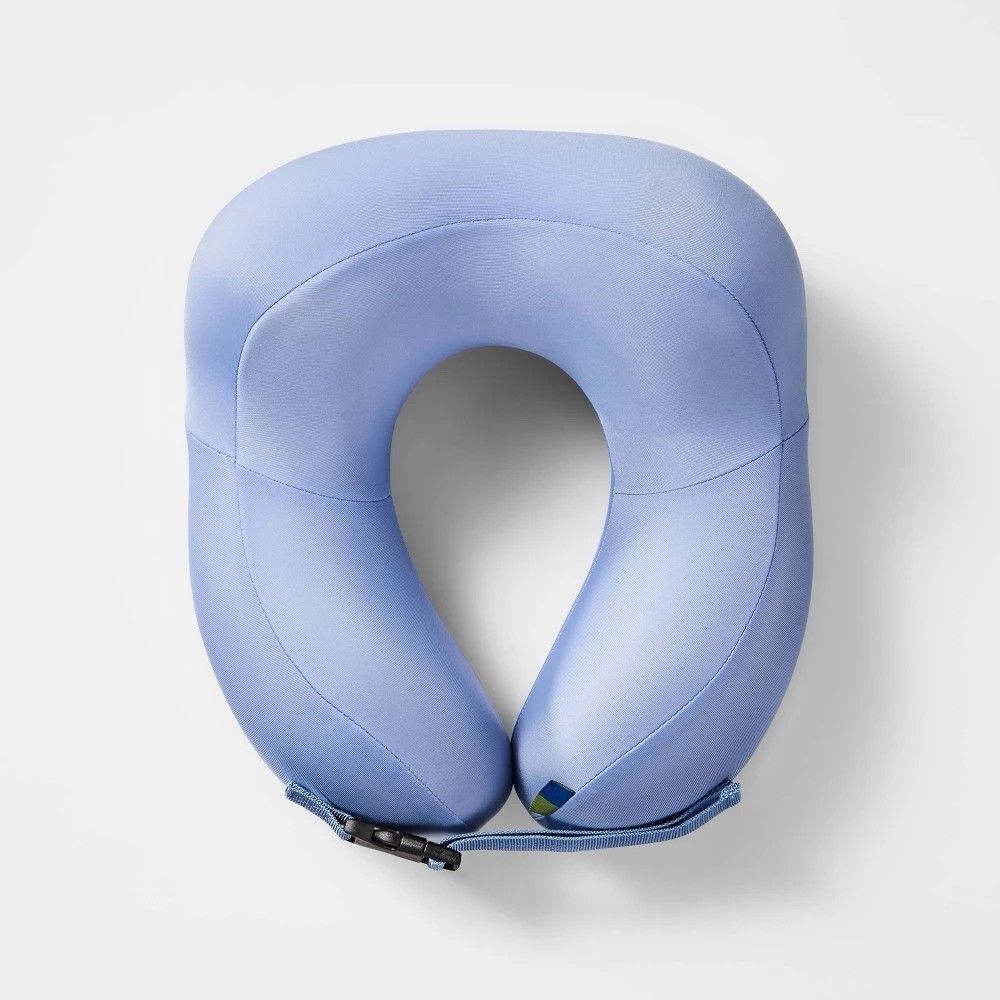 Open Story Contoured Memory Foam Neck Travel Pillow Blue New